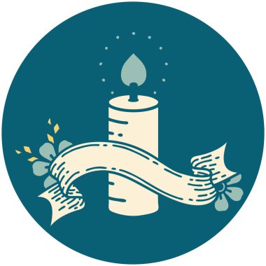 bir mum pankartıyla dövme biçimi simgesi