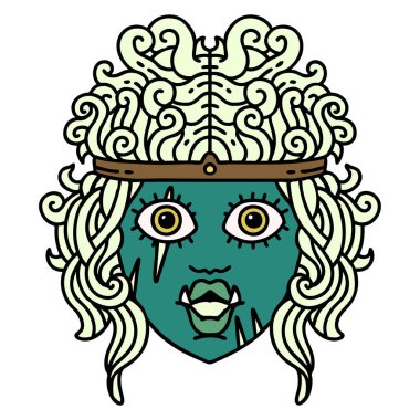 Retro Dövme Tarzı Ork barbar karakter yüzü