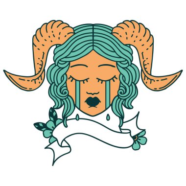 Retro Dövme Biçimi tiefling karakter yüzü 