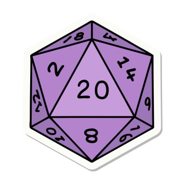 Doğal bir 20 D20 zar atmanın çıkartması.