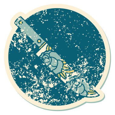 Hançer ve çiçeğin sembolik dövmeli görüntüsü