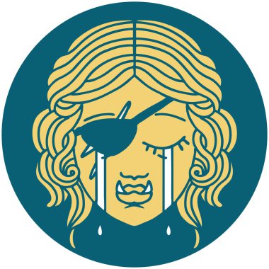 Retro Dövme Tarzı Ağlama Yarı Ork serseri karakter yüzü