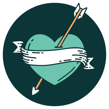 Bir okun kalp ve bayrağının ikonik dövme şekli