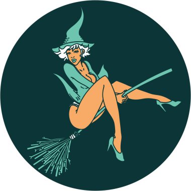 Dövme geleneksel poster cadı tarzında.