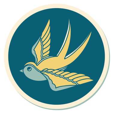 Dövme çıkartması geleneksel bir kırlangıç tarzında.