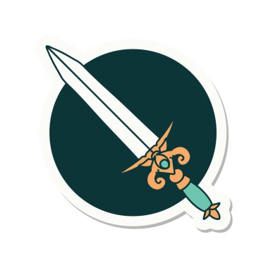 Geleneksel hançer stili dövme çıkartması.