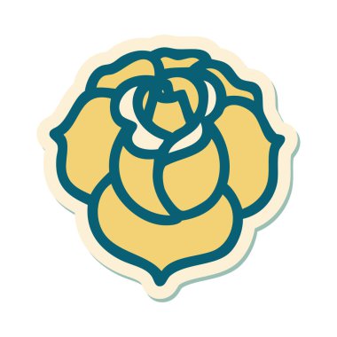 Geleneksel bir çiçek stiliyle dövme çıkartması