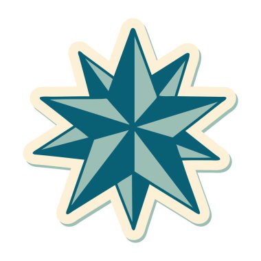 Geleneksel bir yıldız stiliyle dövme çıkartması