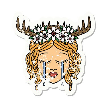 Ağlayan bir insan rahibin grunge çıkartması.