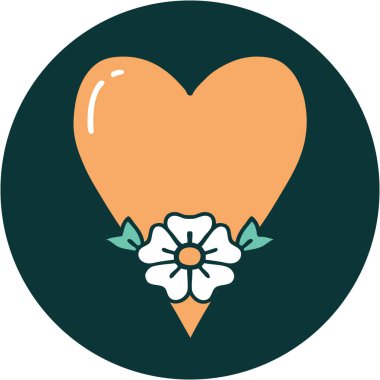 Bir kalp ve çiçeğin ikonik dövme şekli