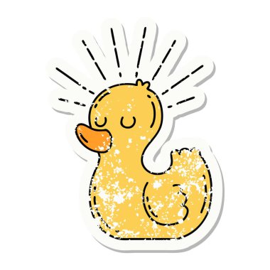 Eski bir dövme stili plastik ördek çıkartması.