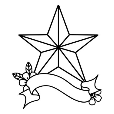 Geleneksel siyah çizgi dövmesi ve bir yıldızın işareti