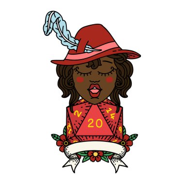 Retro Dövme Biçimli 20 zarlı ozan karakteri