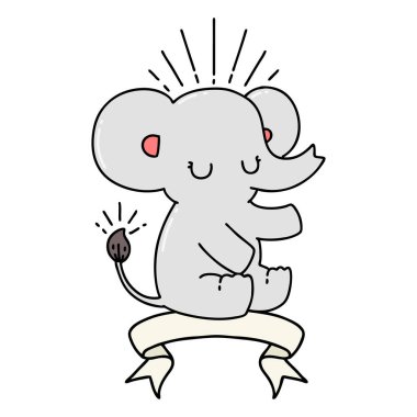 Dövme tarzı şirin filli parşömen.