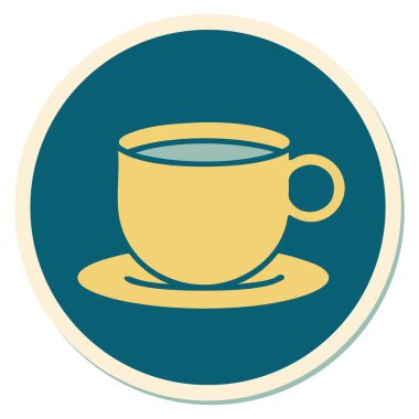 Geleneksel kahve stili dövme çıkartması.