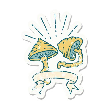 Eski bir dövme stili mantar çıkartması.