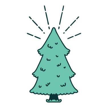 Geleneksel çam ağacı dövmesi çizimi