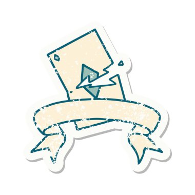 Yırtık bir kartın bayrağıyla eski bir etiket