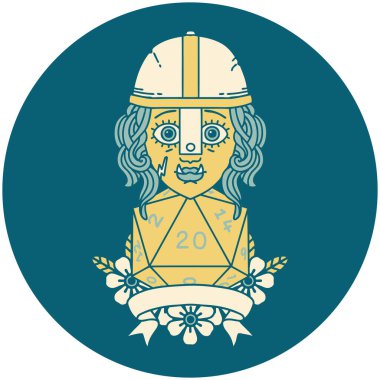 Retro Dövme Tarzı Yarı Ork Dövüşçüsü Doğal 20 zar atışıyla