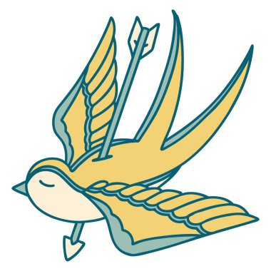 Okun deldiği bir kırlangıcın ikonik dövme şekli