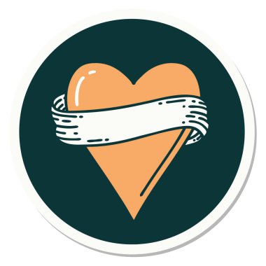 Geleneksel kalp ve bayrak stiliyle dövme çıkartması