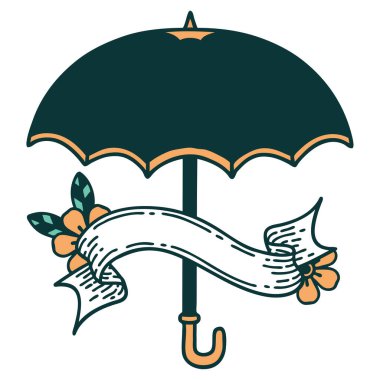 Geleneksel dövmeli ve şemsiyeli