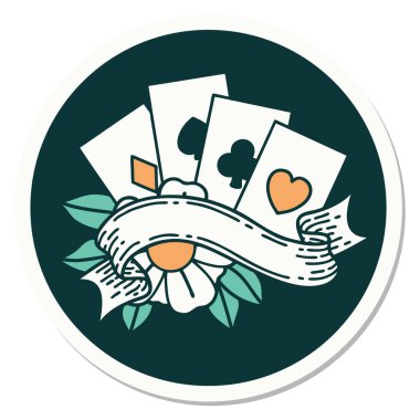 Geleneksel kart ve pankart stili dövme etiketi