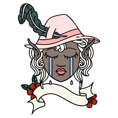 Retro Dövme Tarzı Ağlayan Elf Ozan Karakteri