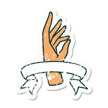 Bir el sancağıyla eski bir etiket