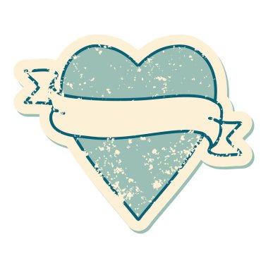 ikonik sıkıntılı çıkartma dövme stili bir kalp ve bayrak