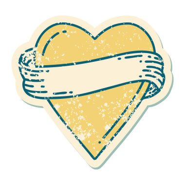 ikonik sıkıntılı çıkartma dövme stili bir kalp ve bayrak