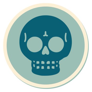 Geleneksel bir kafatası stili dövme çıkartması