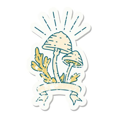 Eski bir dövme stili mantar çıkartması.