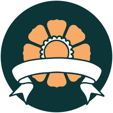 Çiçek sancağıyla dövme biçimi simgesi