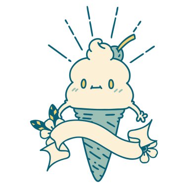 Dövme stili dondurma karakterli parşömen.