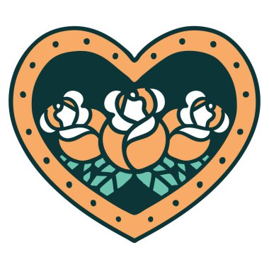 Bir kalp ve çiçeğin ikonik dövme görüntüsü