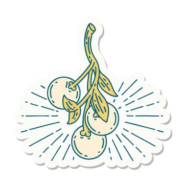 Bir dövme stili ökseotu meyvesi çıkartması.