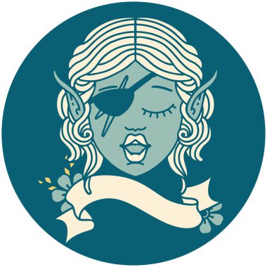 Retro Dövme Tarzı Elf düzenbaz karakter yüzü