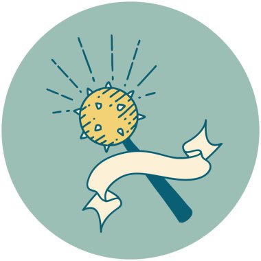 Dövme stili bir ortaçağ topuzu simgesi