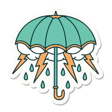 Geleneksel bir şemsiye stiliyle dövme çıkartması