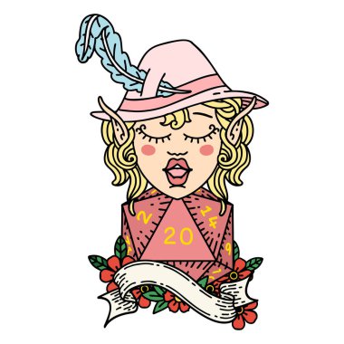 Retro Dövme Biçimi 20 zarlı elf ozanı