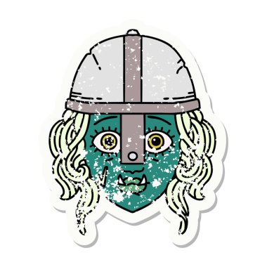 Retro Dövme Biçimli Ork savaşçı yüzü