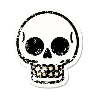 Geleneksel bir kafatası stili dövmesi var.