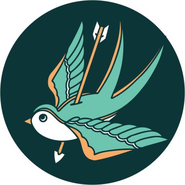 Okun deldiği bir kırlangıcın ikonik dövme şekli