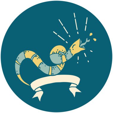 Dövme stili tıslayan yılanın simgesi