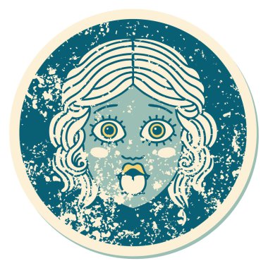 dilinden sarkan kadın yüzünün sembolik dövmeli görüntüsü