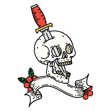 Kafatası dövmeli geleneksel dövme