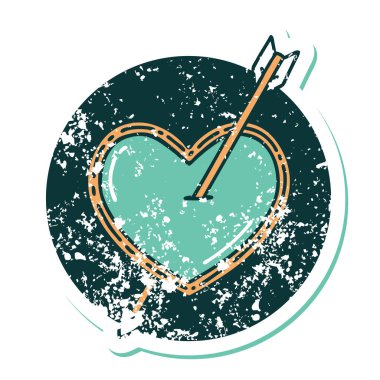 ok ve kalbin sembolik depresif dövme görüntüsü