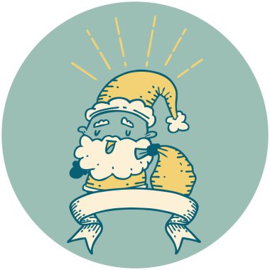 Dövme stili Noel Baba karakterinin çuvalı olan ikonu