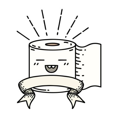 Dövme stili tuvalet kağıdı karakterli kaydırma pankartı